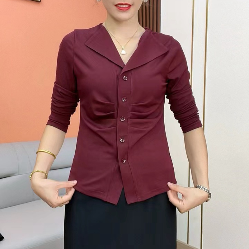春秋新款长袖打底衫女气质时尚洋气气质百搭显瘦小衫#736