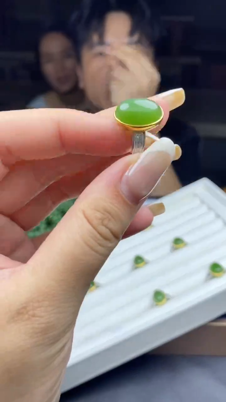 银S925镶嵌戒指和田玉多样性-戒指-J1135