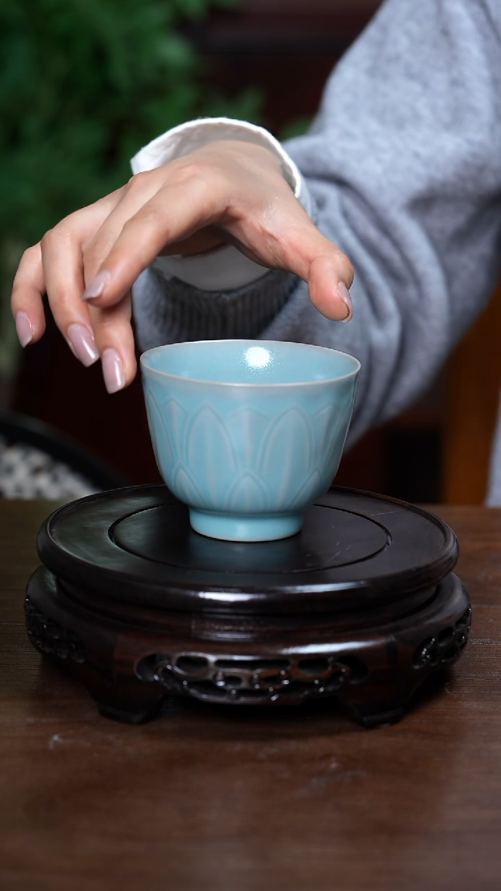 【闪购商品】L·宝丰宋官窑原产地汝瓷莲瓣杯