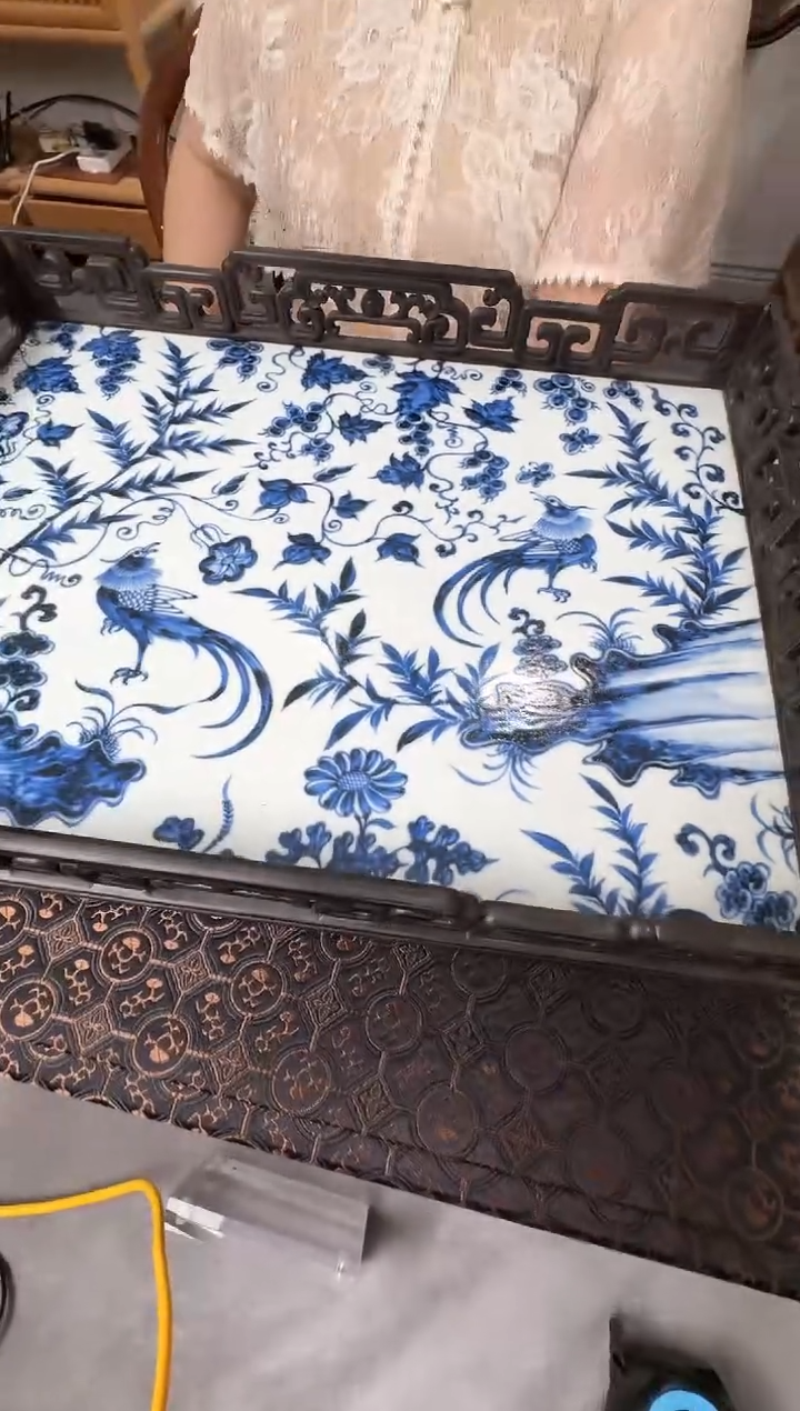 官家国窑《青花花鸟大茶承》带收藏证书