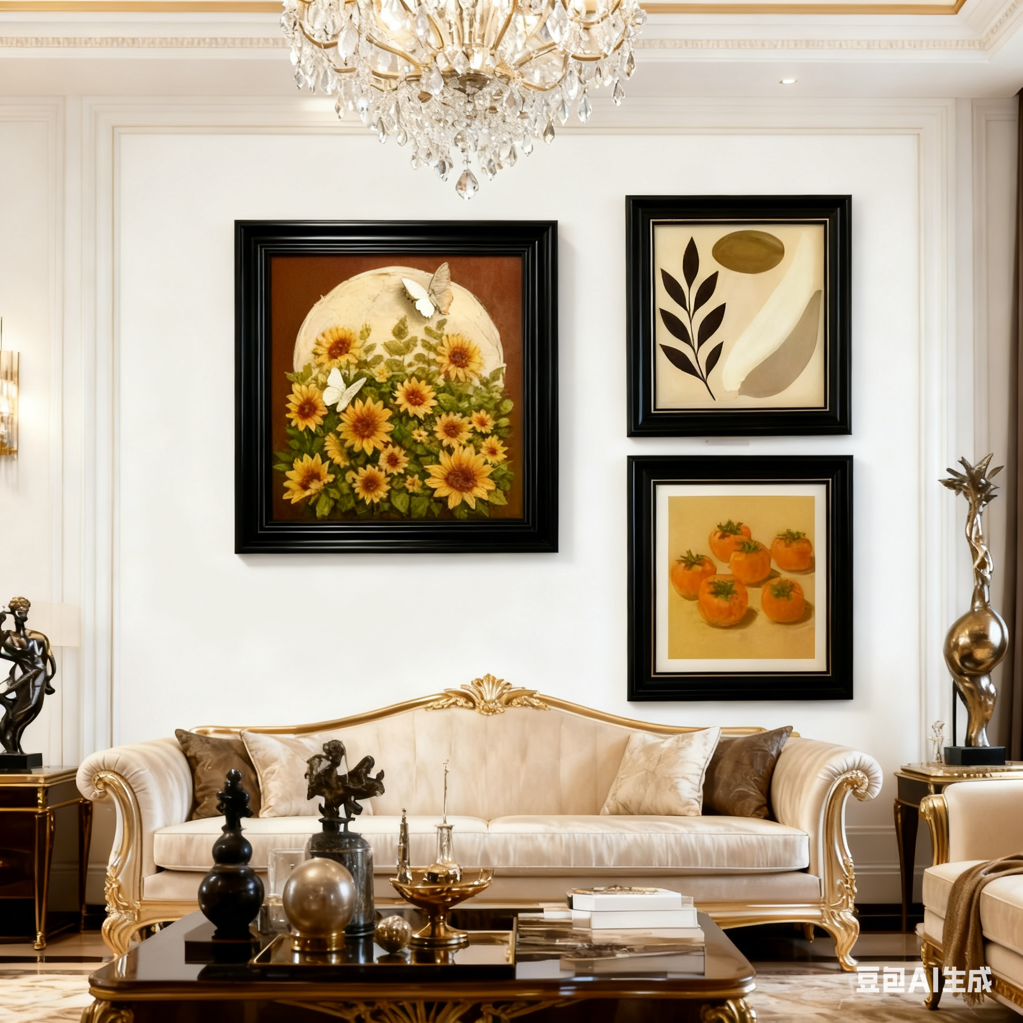 法式风喵趣横生绿植花卉装饰画适合客厅卧室玄关装饰SL004