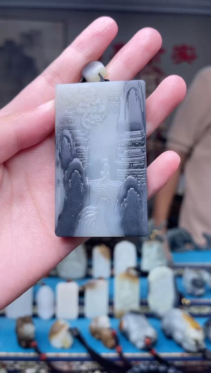 和田玉未镶嵌挂件叶*长1