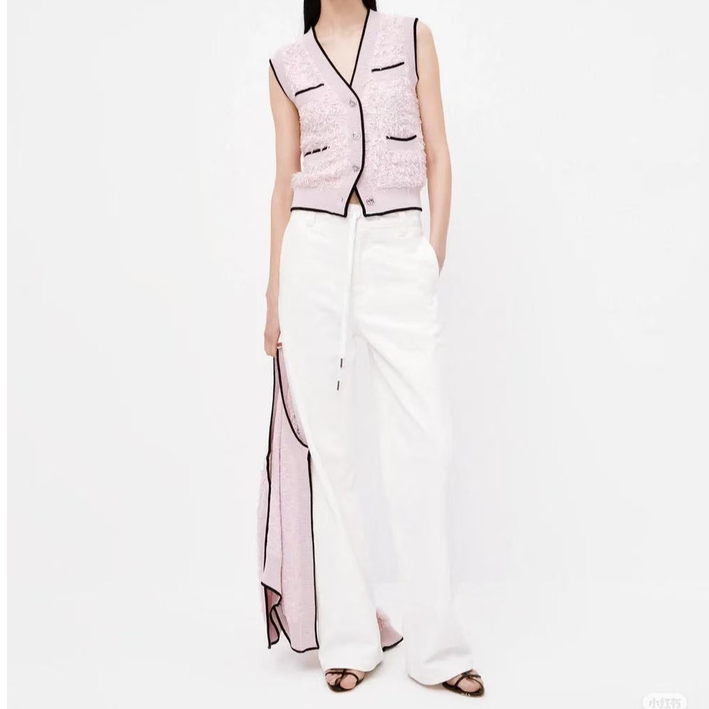 1011背心马甲V领羊绒小开衫女团风小短款优雅气质百搭时髦高级