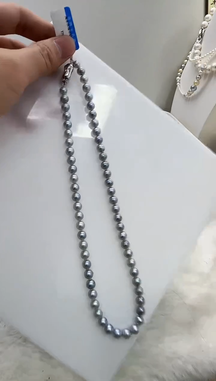 【闪购商品】海水珍珠DA银S925镶嵌t783 灰珠串6