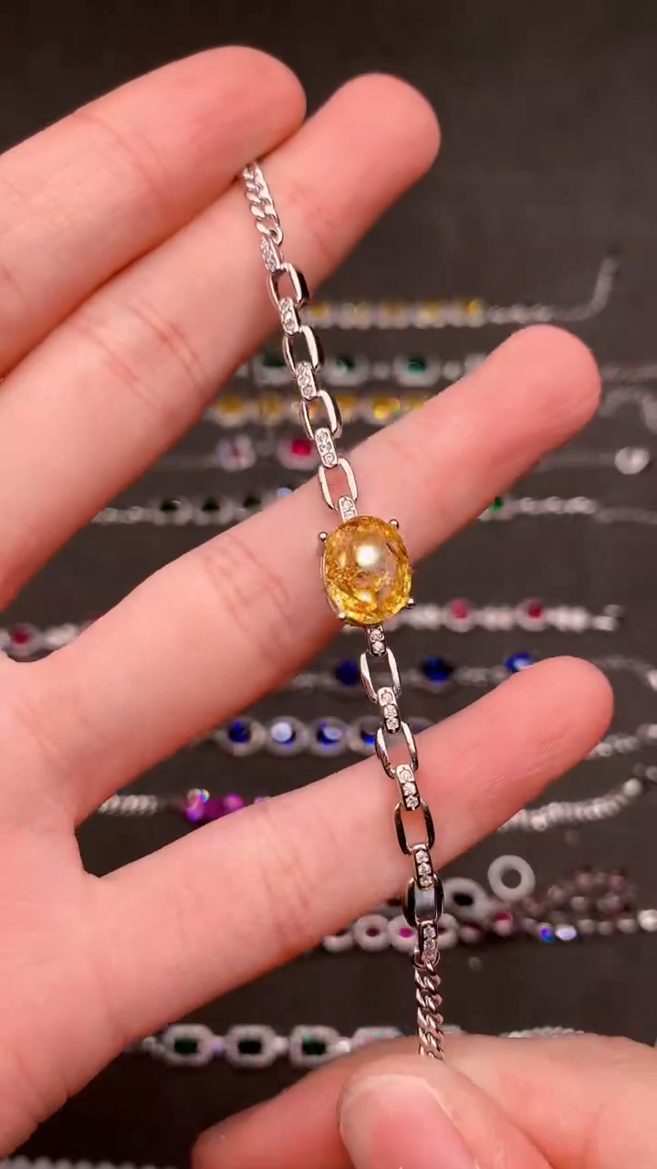 【闪购商品】彩色蓝宝石手链银S925镶嵌......