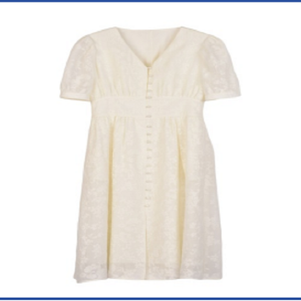 90L7920芭依璐菊蕊白紫罗兰纹连衣裙