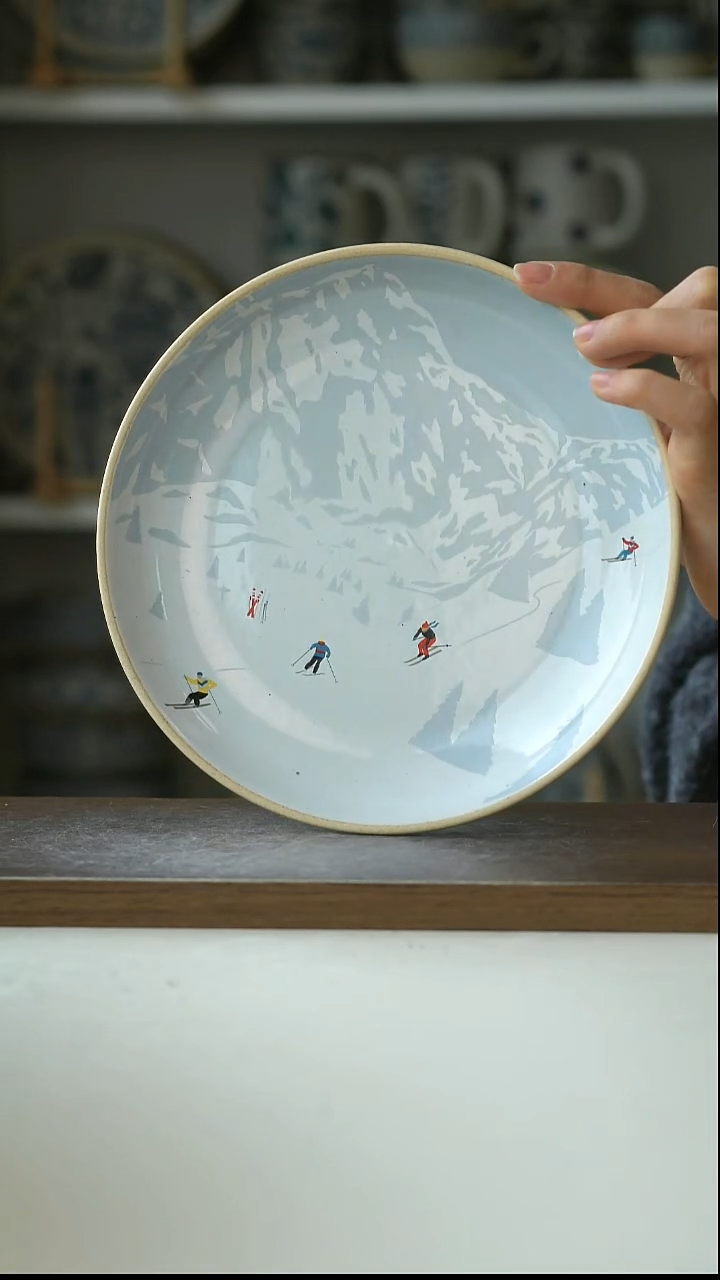 陶出美West Elm粗陶雪景盘20cm@4-2@微瑕