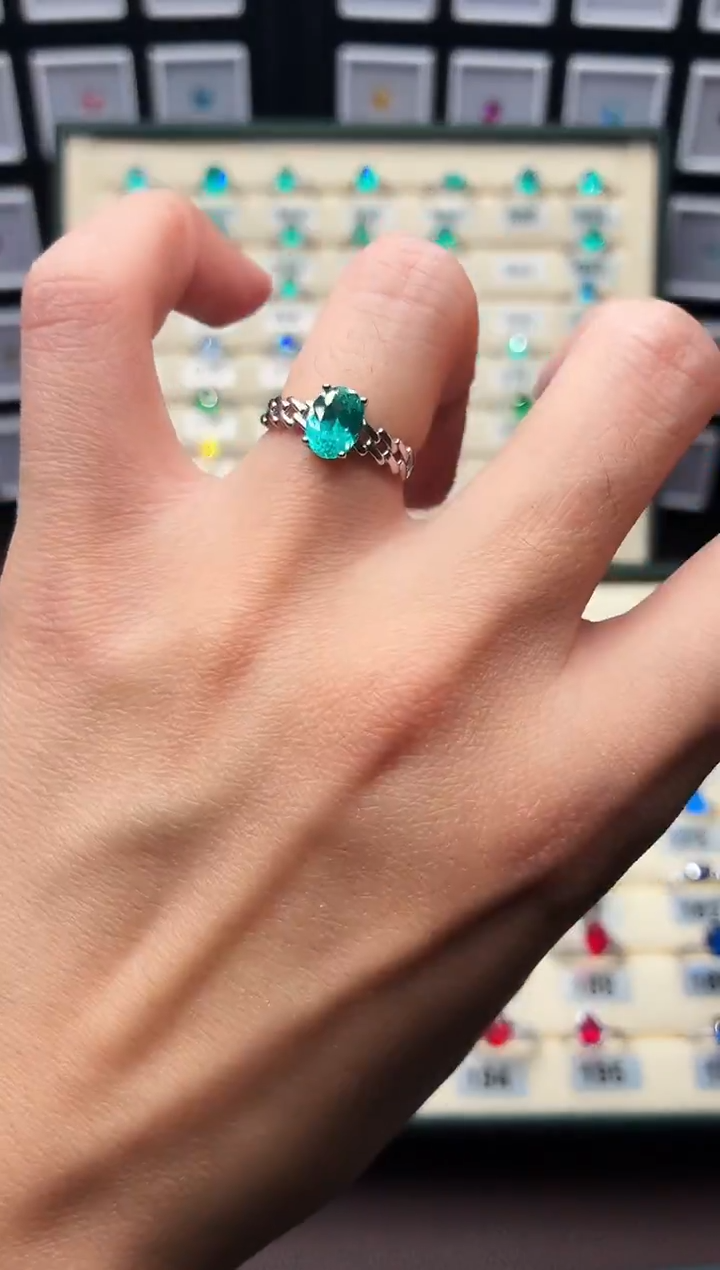 银S925镶嵌戒指碧玺6666