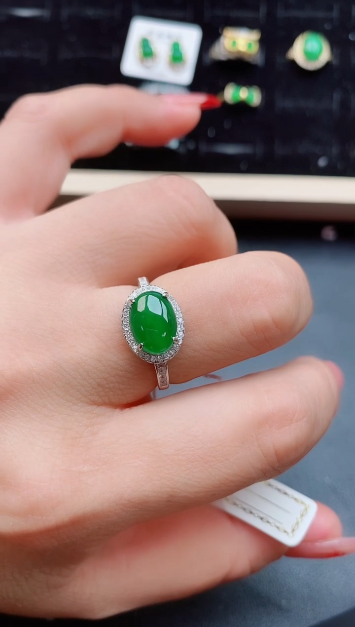 【闪购商品】翡翠戒指银S925镶嵌08500