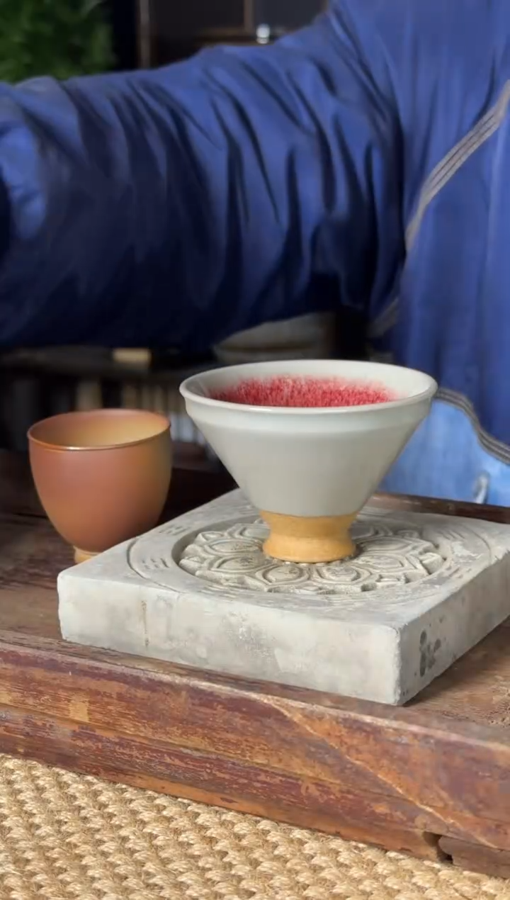 平阳窑手作钧青釉斗笠盏