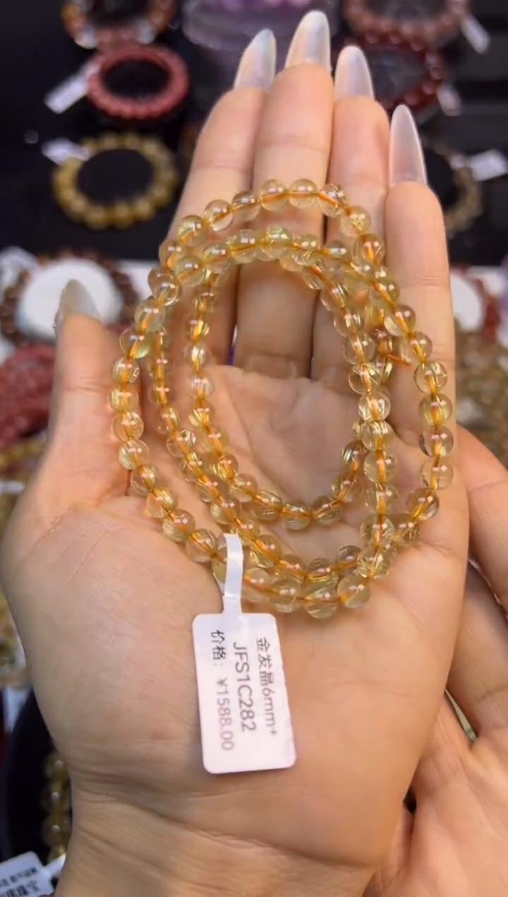 未镶嵌手串水晶金发晶三圈6.2mm