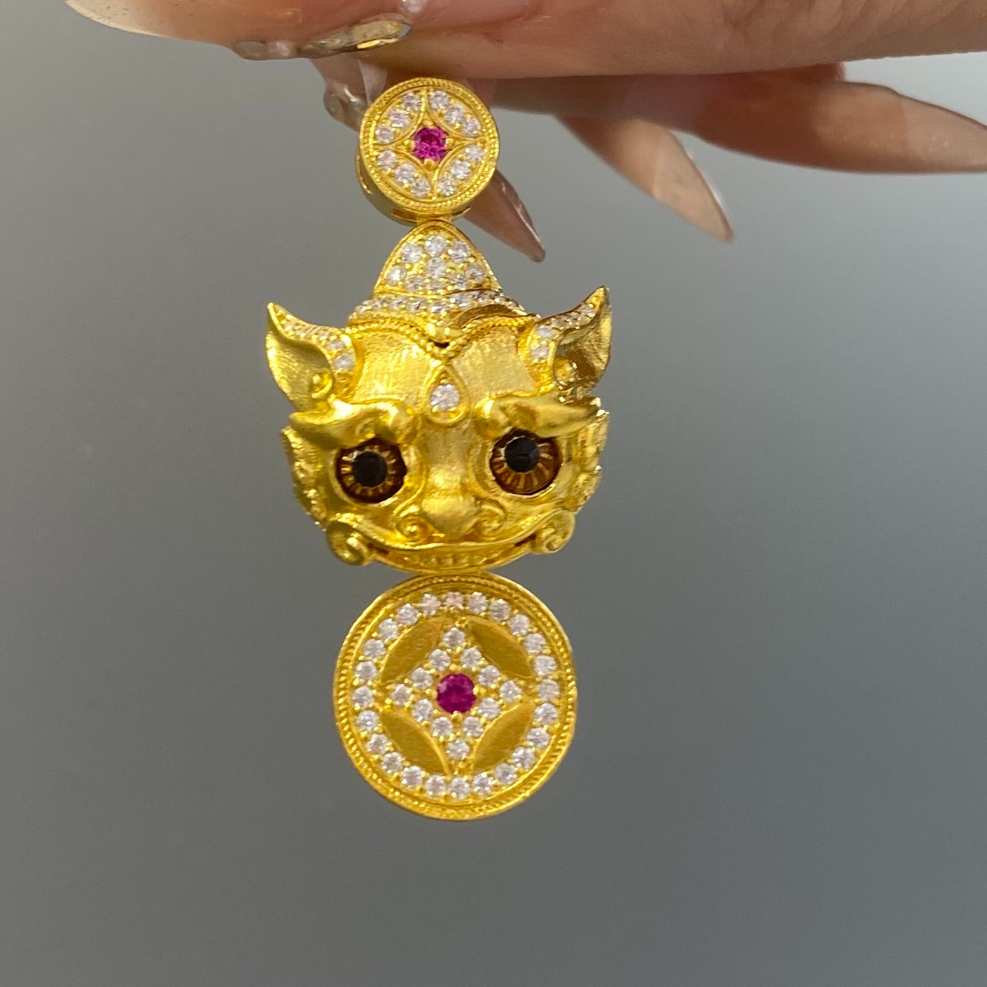 足金999古法貔貅黄金吊坠   韦雪同款 古法黄金饰品