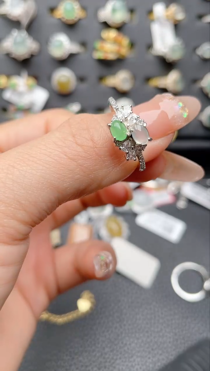 【闪购商品】翡翠戒指银S925镶嵌1111111111  76