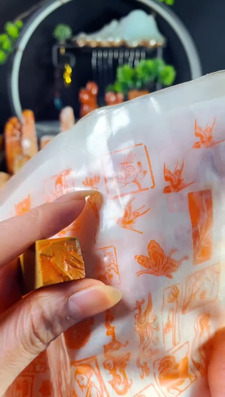 老挝石印石手工篆刻《燕子》1.5 木纹