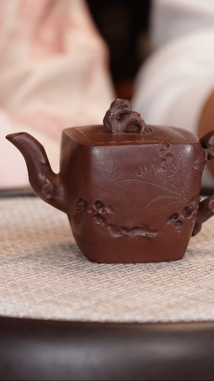 茶壶紫砂【薛建华】紫泥 四方太湖石 230cc