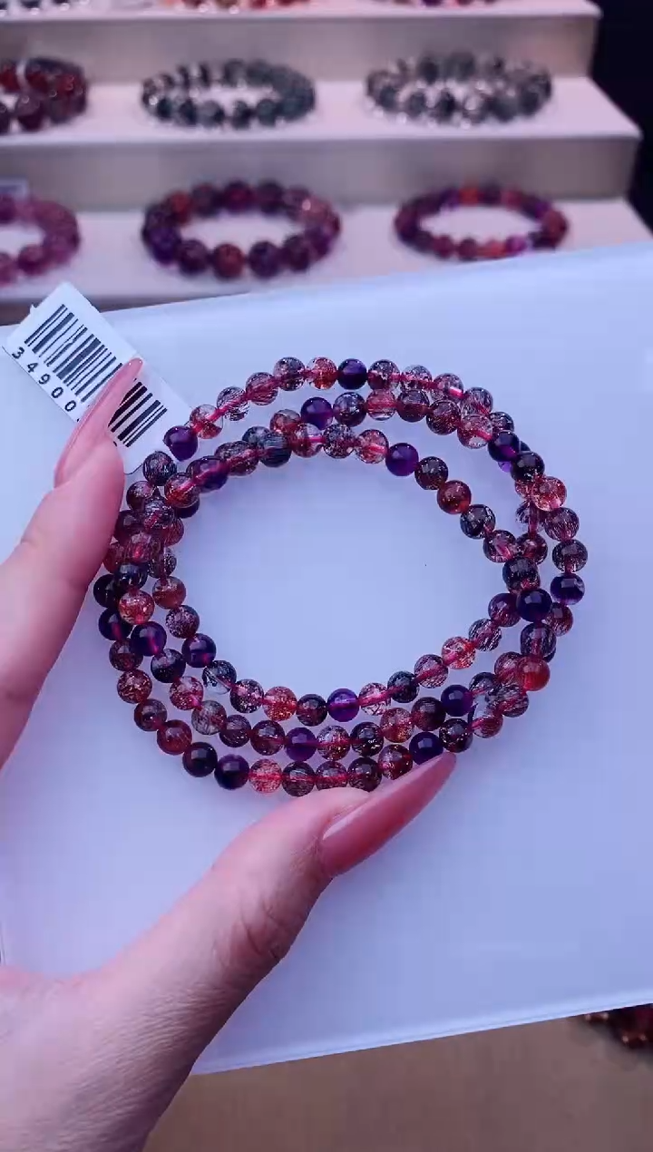 未镶嵌手链水晶黑加仑超七多圈5m+