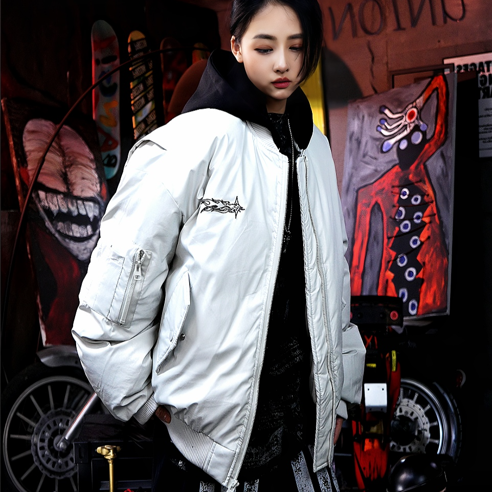 新男女冬季加厚外套拼接潮牌痞帅连帽夹克棉服宽松情侣立领*