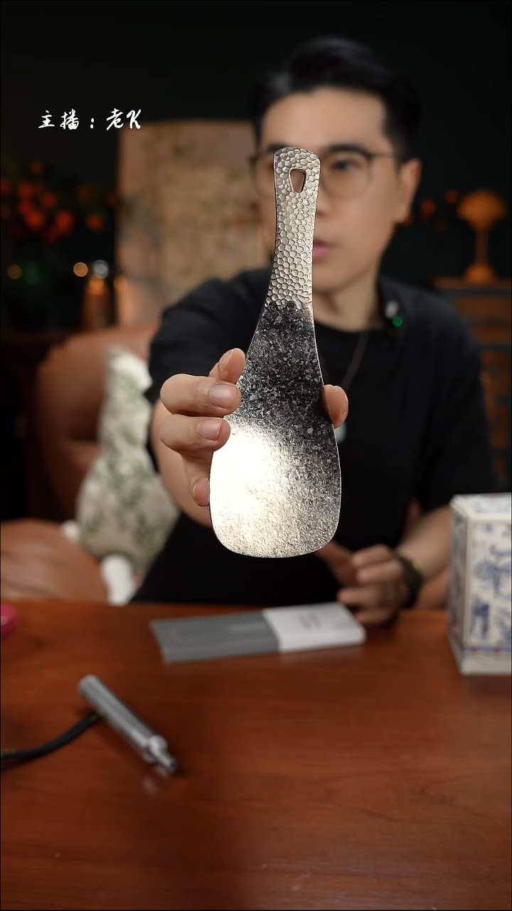 高端礼品纯钛冰花饭勺贵族银