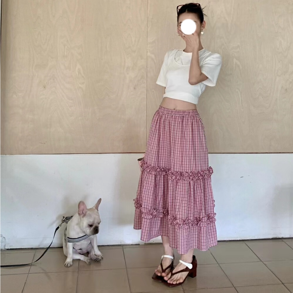 62086松紧腰三层气质蛋糕裙大裙摆