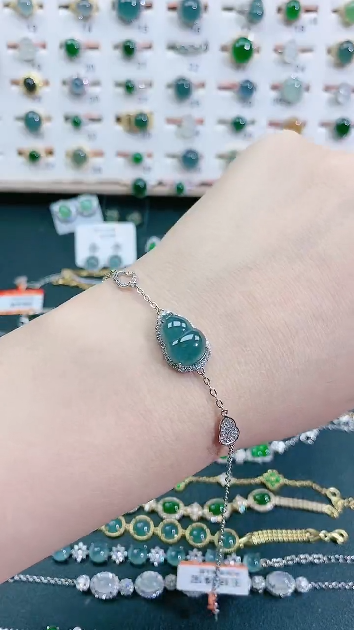 银S925镶嵌手链翡翠天然翡翠