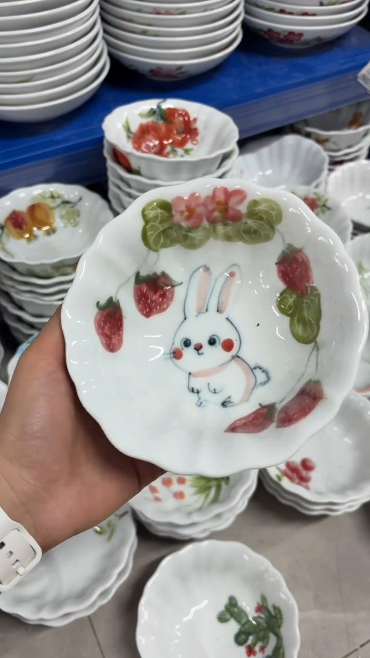 瓷片景德镇高温陶瓷食品级手绘釉中彩-花边碗