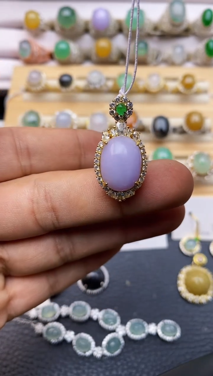 【闪购商品】翡翠吊坠(赠链)银S925镶嵌/8566