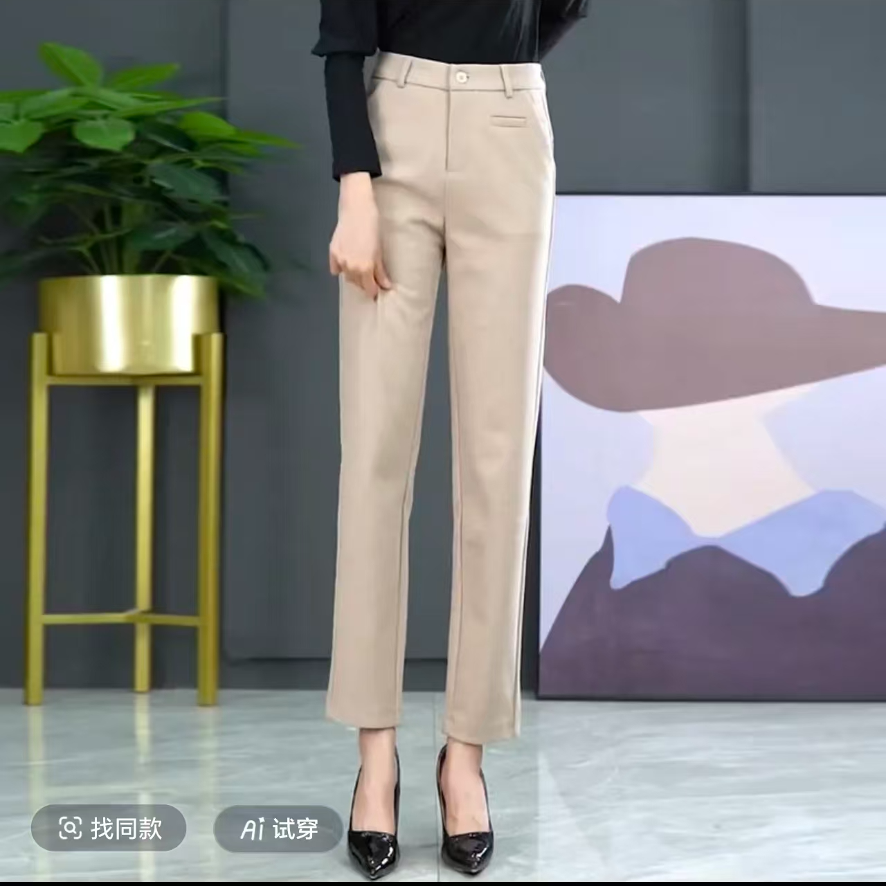 5313秋冬加厚妮直筒子小脚裤女秋冬高腰显瘦垂顺长裤