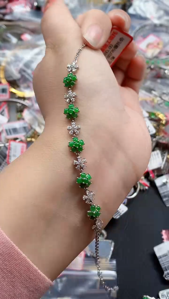 银S925镶嵌戒指翡翠天然A货缅甸翡翠