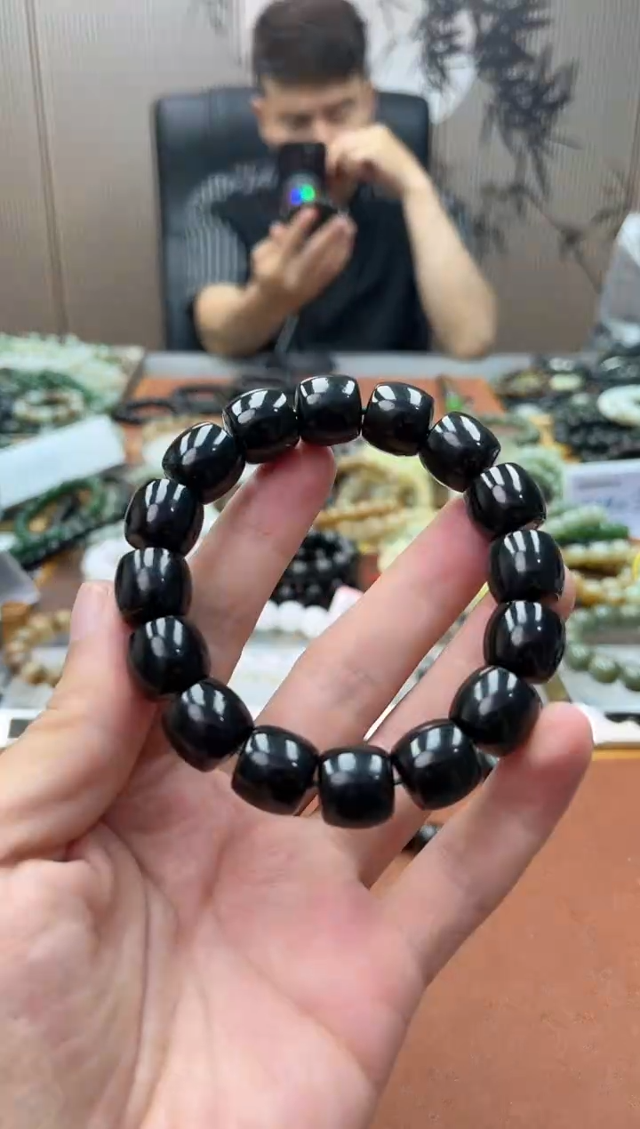 手链未镶嵌和田玉黑青14