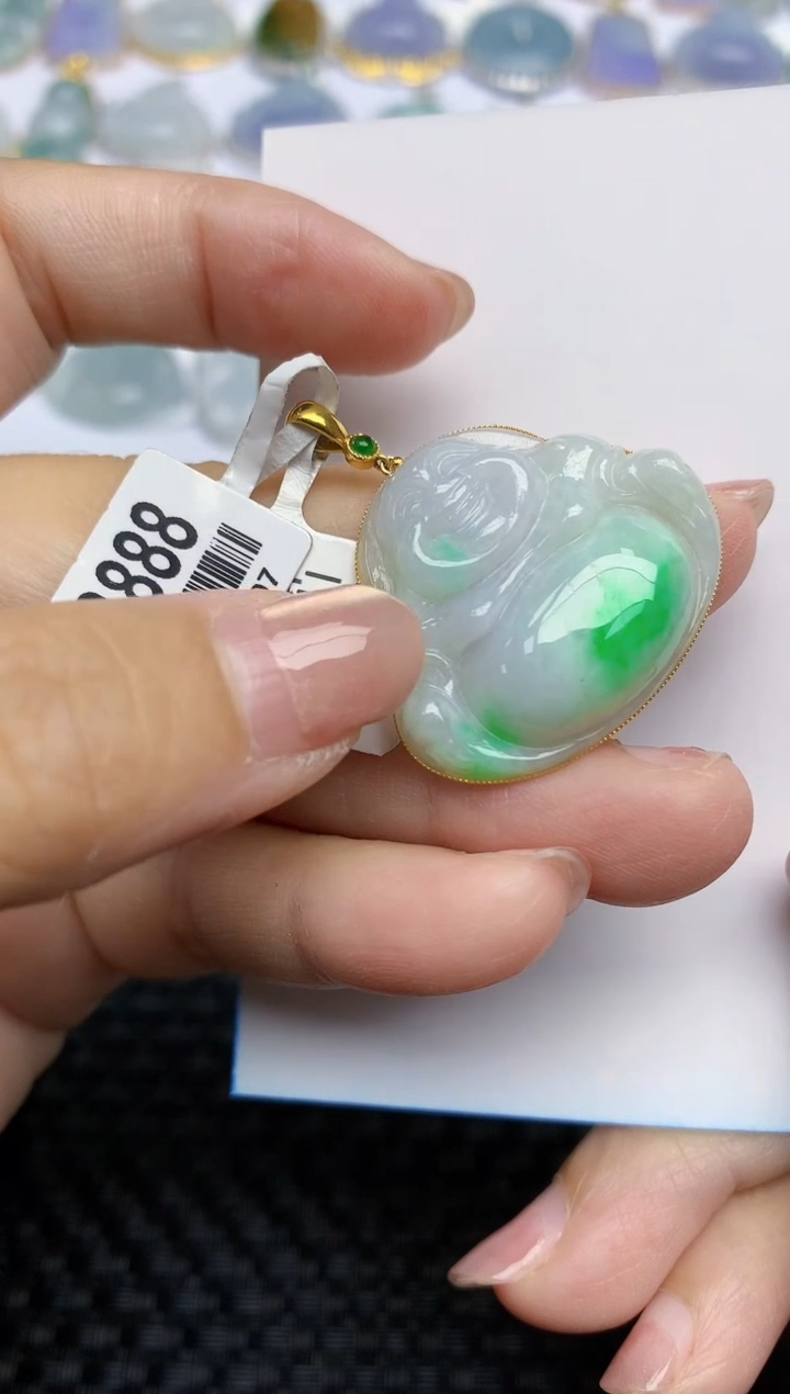 【闪购商品】翡翠颈饰18K金镶嵌天然A货翡翠 123