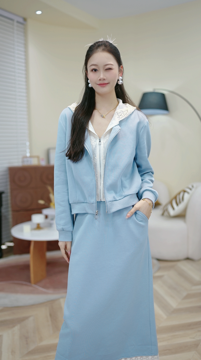 2025早春新款上衣加裙子一整套百搭时尚休闲款外套女--破破