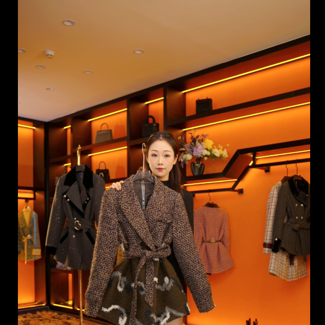 【YX】设计师气质翻领修身型羽绒服厚款中长款女装 A029