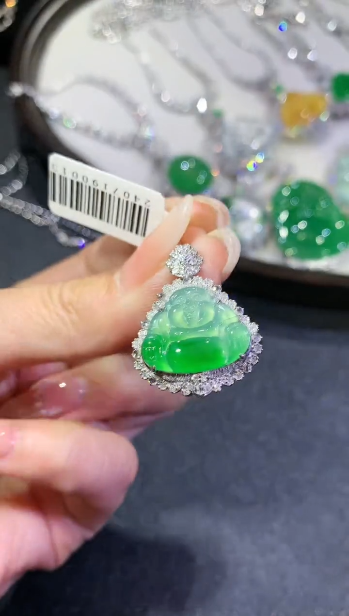 【闪购商品】翡翠吊坠(不含链)18K金镶嵌89-佛公