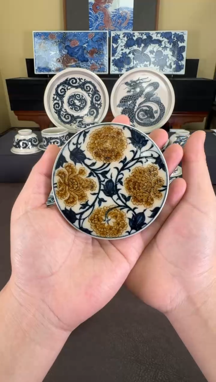 【闪购商品】二号釉牡丹纹盖置