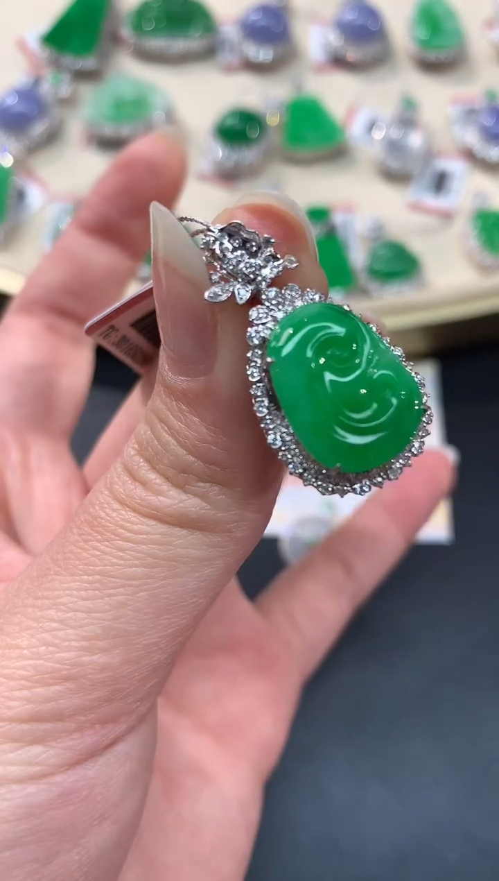 【闪购商品】翡翠吊坠(不含链)18K金镶嵌A118|10500+0