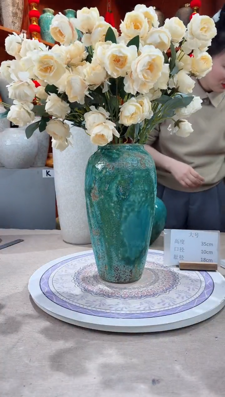 【闪购商品】瓶精品陶瓷花瓶 无花 草原绿 大号