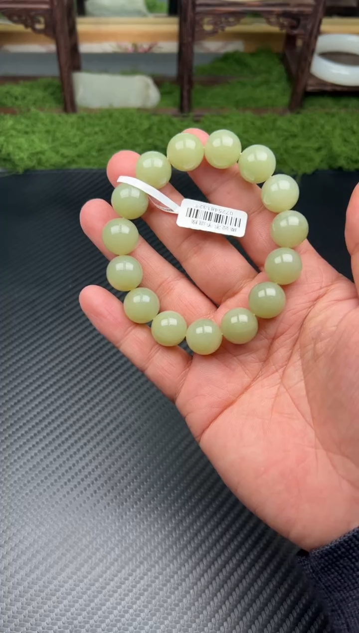 未镶嵌手串和田玉若羌微色差卡14mL