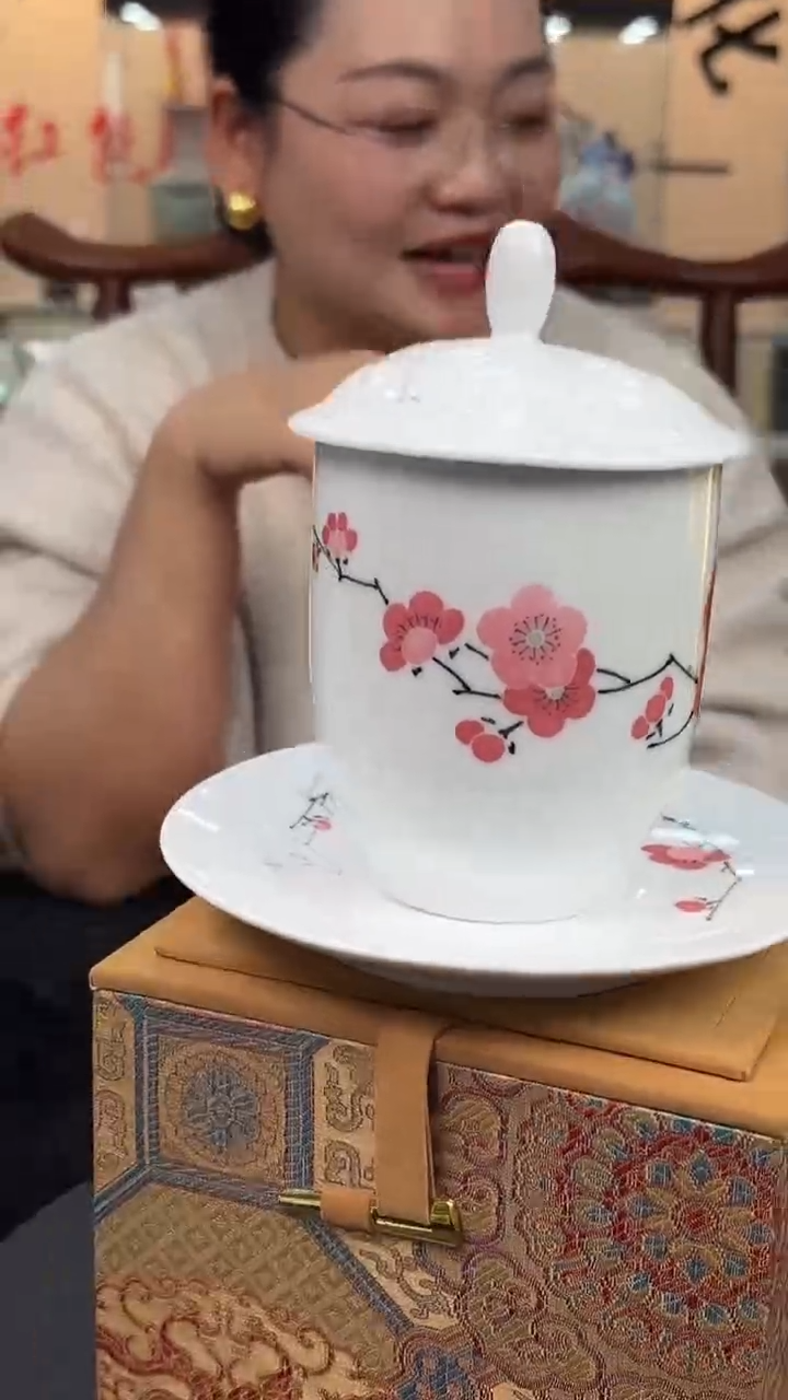 杯子瓷翠竹红梅2#胜利杯