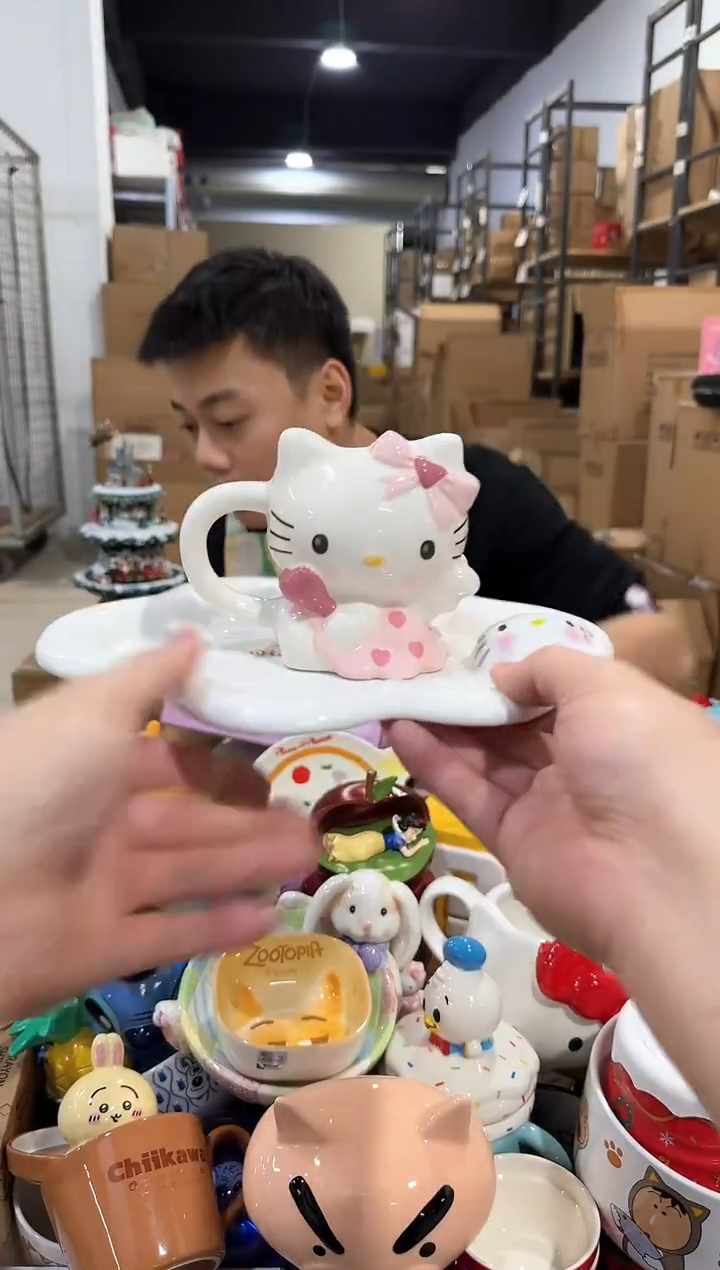 瓷片原盒kt猫天使一杯一碟