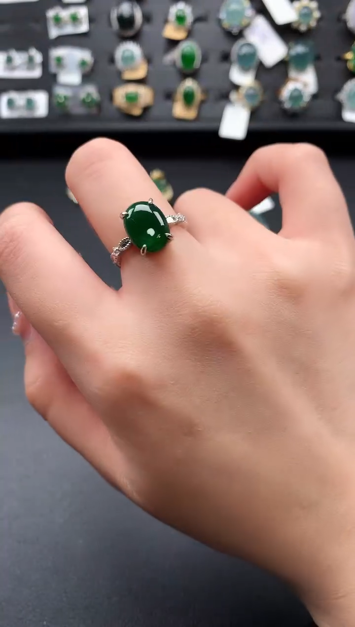 【闪购商品】翡翠戒指银S925镶嵌52141