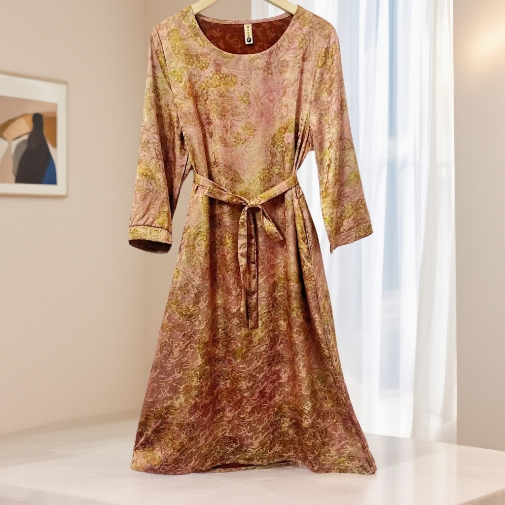 1728春浓裙妈妈装高贵新款妈妈装洋气收腰过膝法式