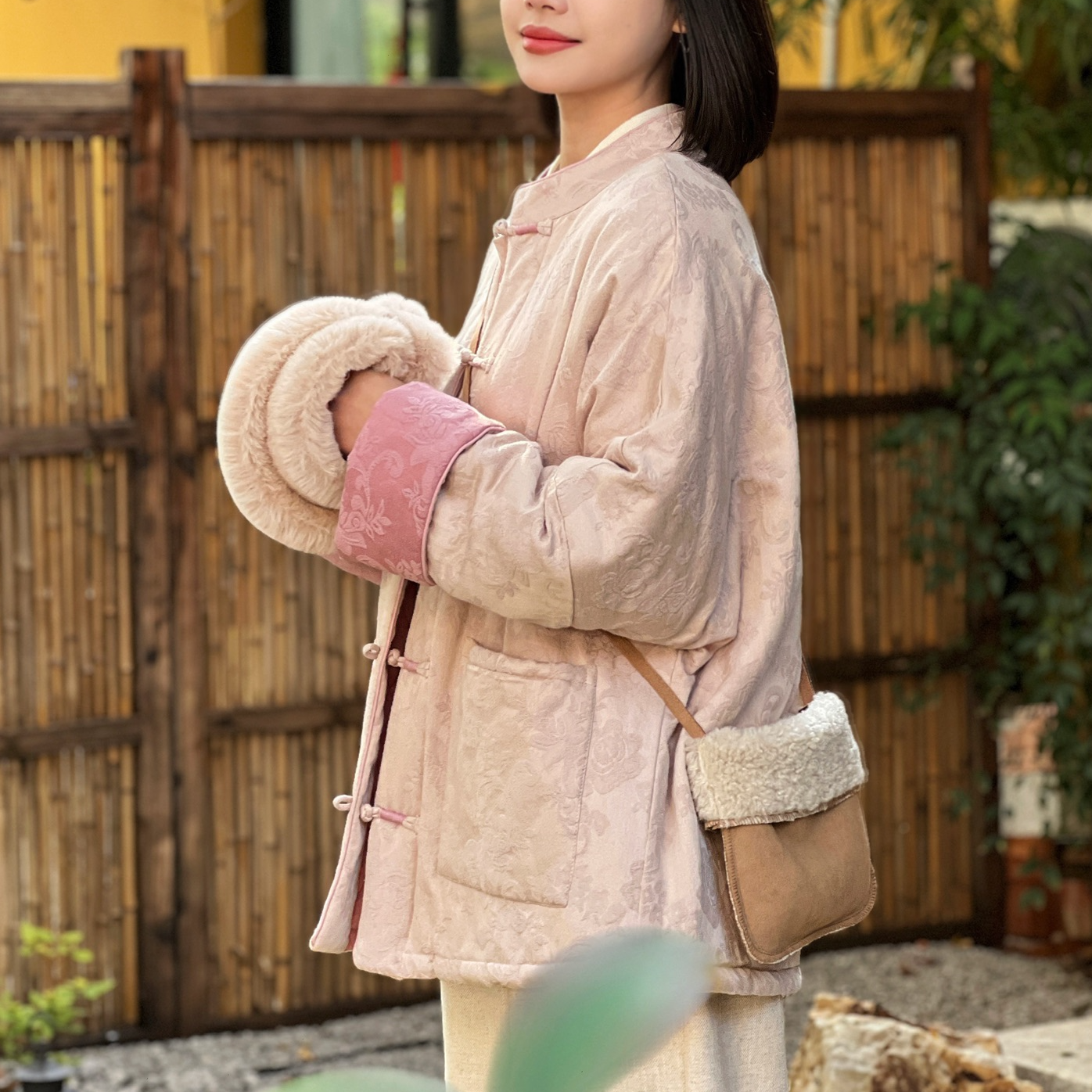 【加厚棉花袄】新中式国风复古棉花保暖冬季提花手工盘扣棉服棉袄