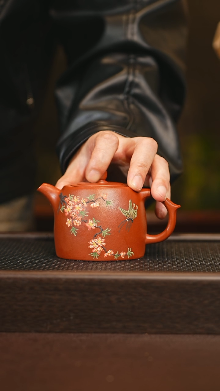 茶壶紫砂hh 井栏泥绘 孟臣朱泥 220+邱字