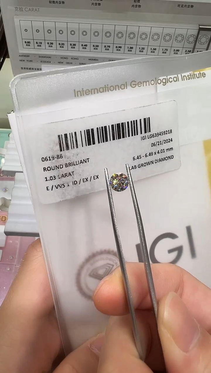 【闪购商品】实验室培育钻石裸石未镶嵌@ 1.03ct 先鉴赏，再定制！