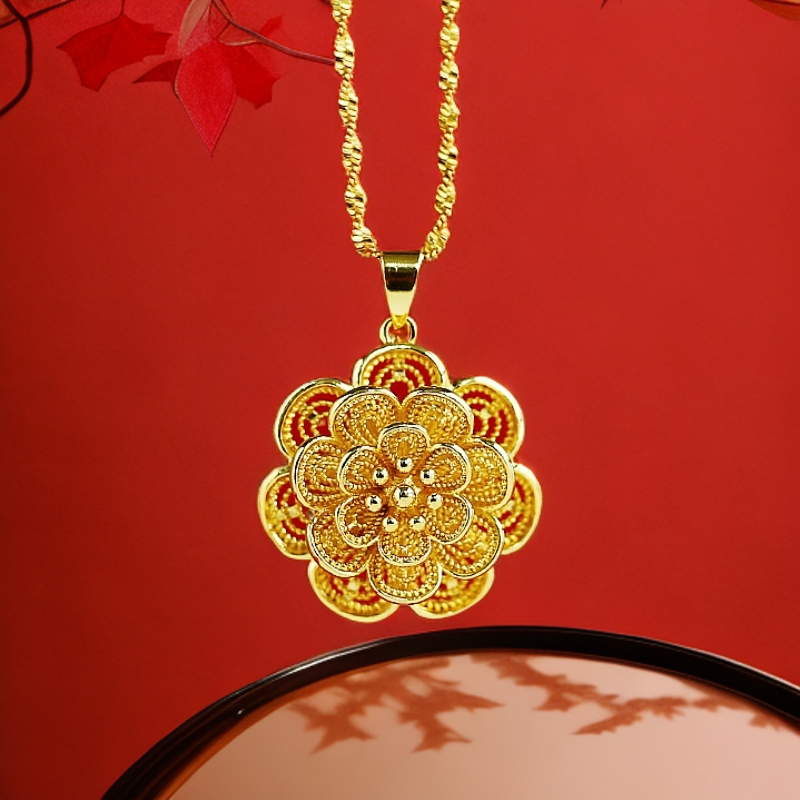  【诗小小】国潮风大气合金牡丹花吊坠（ZL7129）赠合金链