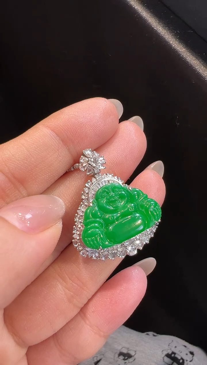 【闪购商品】翡翠耳饰18K金镶嵌吊坠