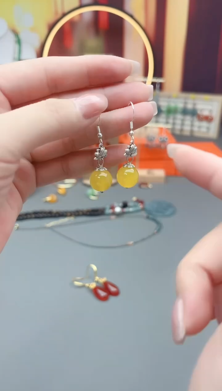 银S925镶嵌耳饰玛瑙/玉髓315