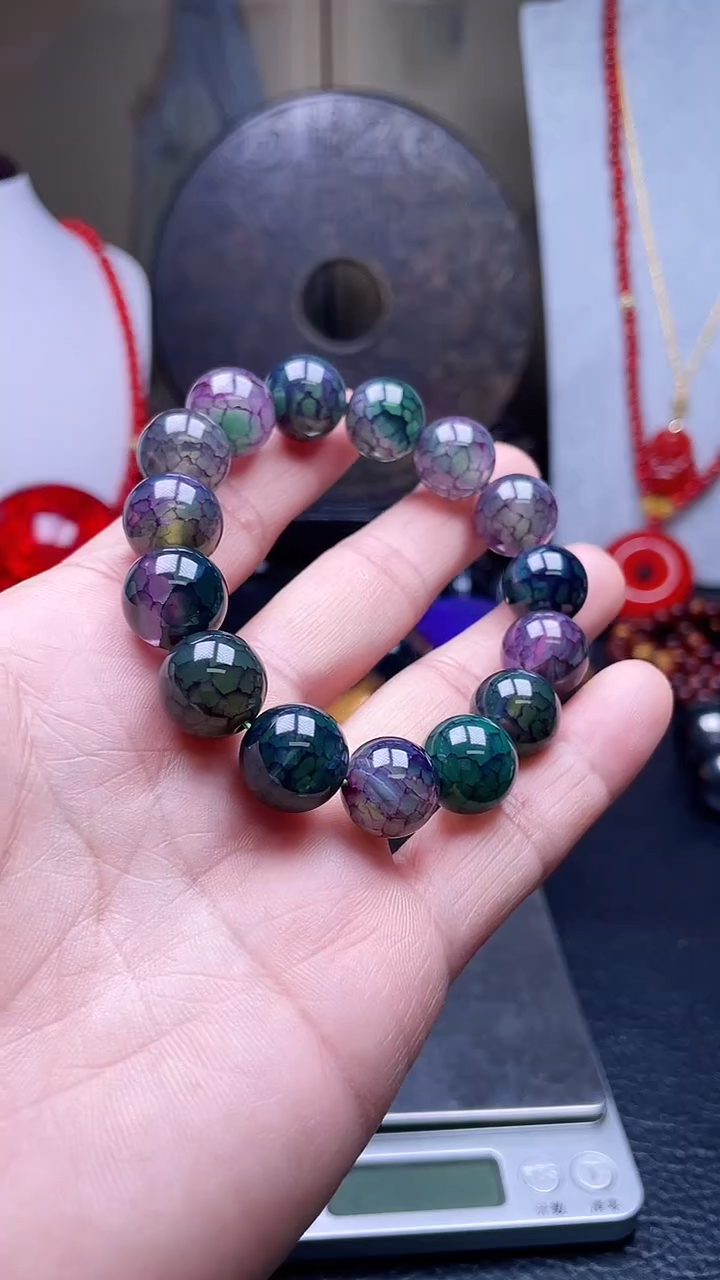 未镶嵌手链玛瑙/玉髓天然珠宝冰清紫龙鳞【多样性拍一发一】