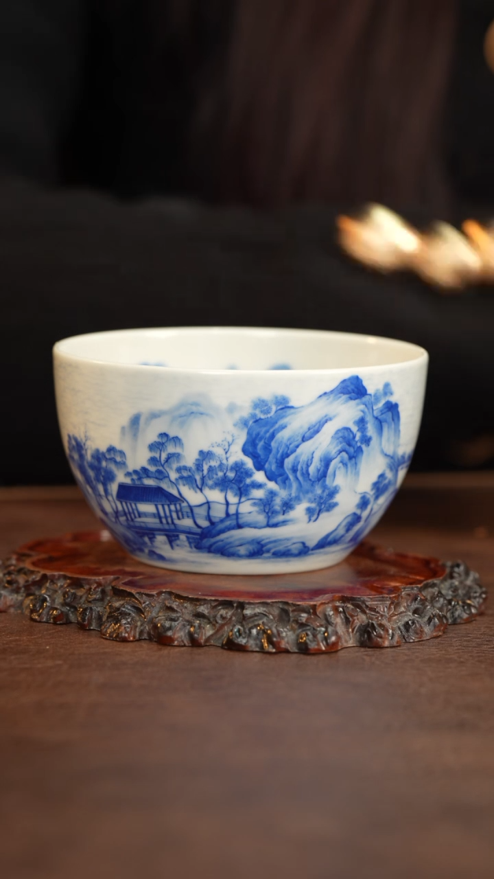 【闪购商品】恒垣山房青花江山无尽缸杯