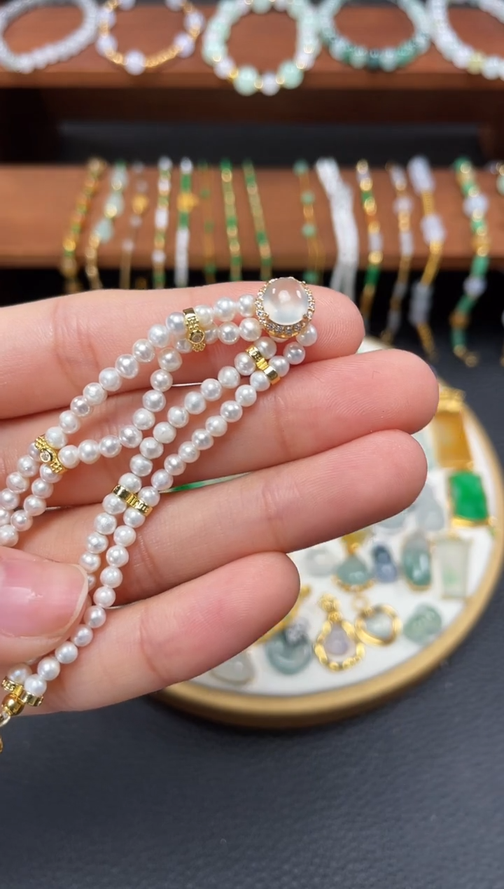 【闪购商品】翡翠套链银S925镶嵌一个  JK623